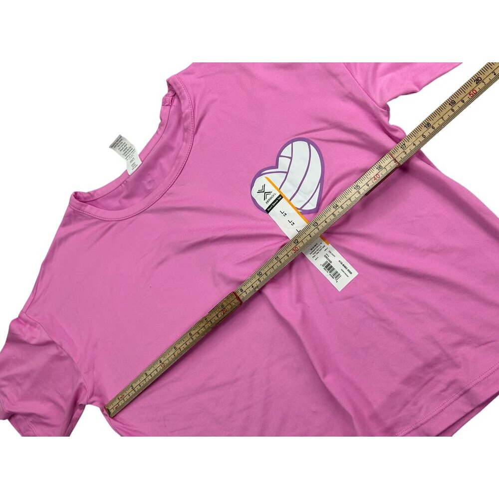 Girls Pink Xersion Short Sleeve Tee With Volleyball Heart Graphic L 14 Polyester - Picture 7 of 8